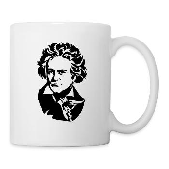 Beethoven Silhouette Geschenk Klavierspieler Musik - Tasse - Weiß - Rechts