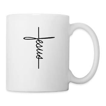 Jesus Kreuz Design Christliche Bibelverse - Tasse - Weiß - Rechts