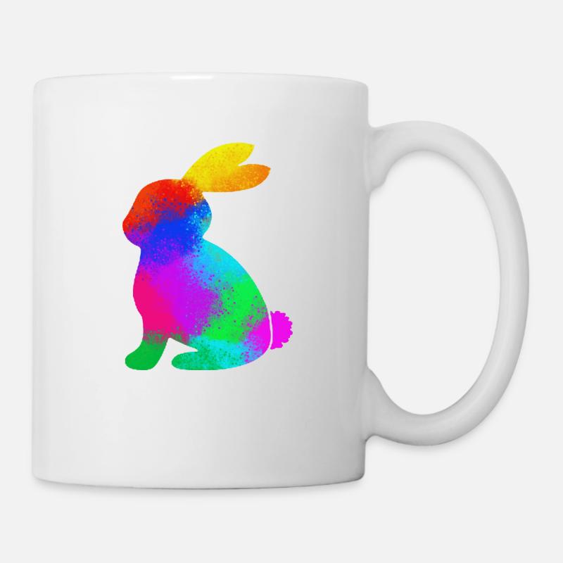 bunter Hase - Tasse - Weiß