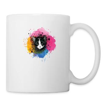 cat, colorful, watercolor, art, painting, graffiti, - Mug - white - Right