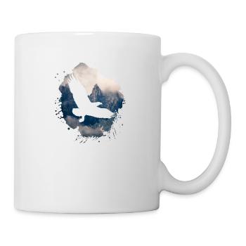 eagle,painting,grey,flies,bird,mountains,landscape - Mug - white - Right
