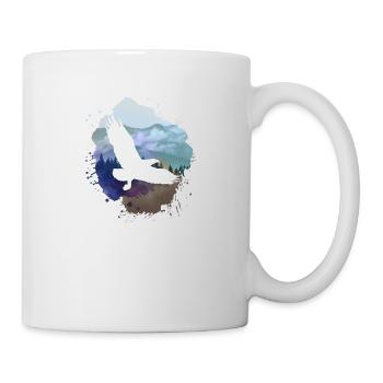 eagle,painting,grey,flies,bird,mountains,landscape - Mug - white - Right