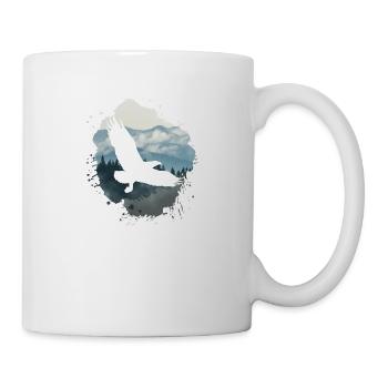 eagle,painting,grey,flies,bird,mountains,landscape - Mug - white - Right