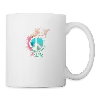 pastell ,graffiti, peace, flagge, friede, tauben - Tasse - Weiß - Rechts