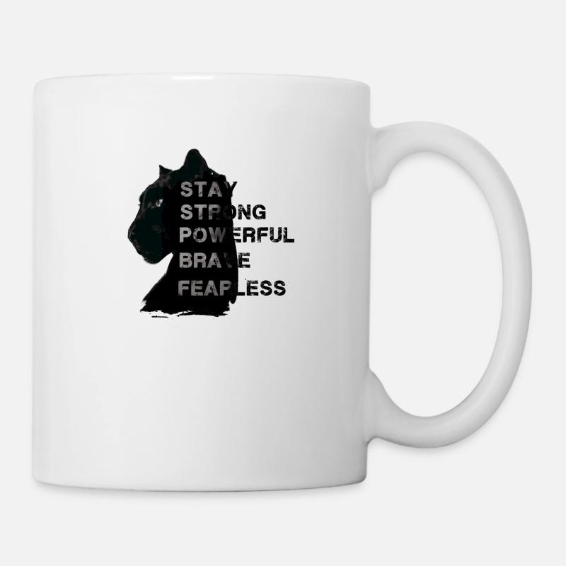 panthère, noir, restez intrépide, fort, léopard - Mug blanc - blanc