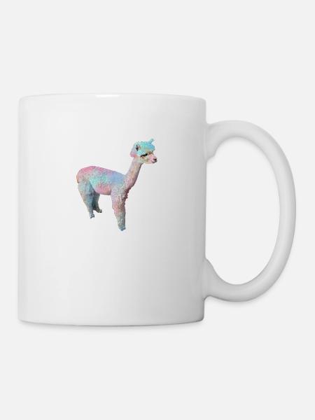 Alpaka, Llama, lama, beige,graffiti,bunt,pastell - Tasse - Weiß