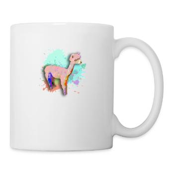 Alpaka, Llama, lama, farbklecks,graffiti,bunt - Tasse - Weiß - Rechts