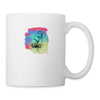 pferdekopf,pferd,aquarell,pink,malerei,schimmel - Tasse - Weiß - Rechts