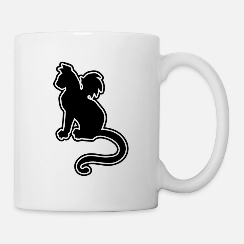 Fledermauskatze Silhouette - Tasse - Weiß