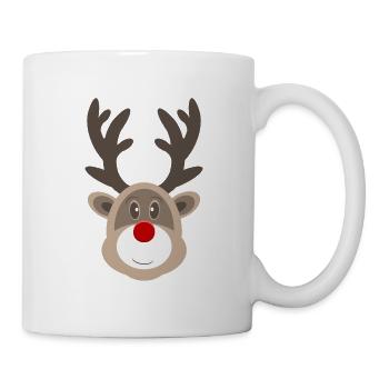 Weihnachtsrentier - Rote Nase - Tasse - Weiß - Rechts