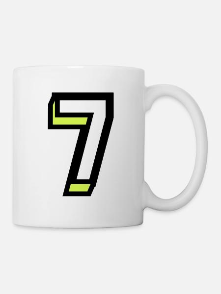 7 ANS. 7e ANNIVERSAIRE. ANNIVERSAIRE 7 ANS. 7 - Mug blanc - blanc