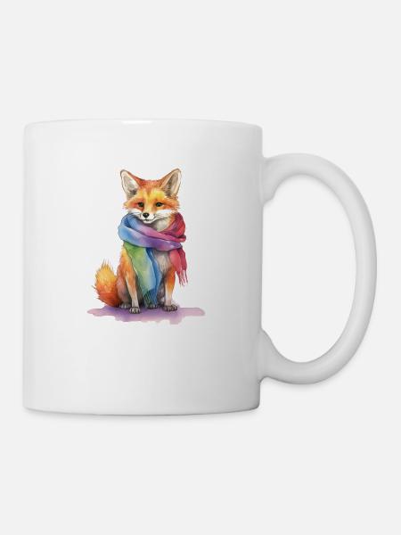 Fuchs mit LBTQ+ Schaal - Tasse - Weiß