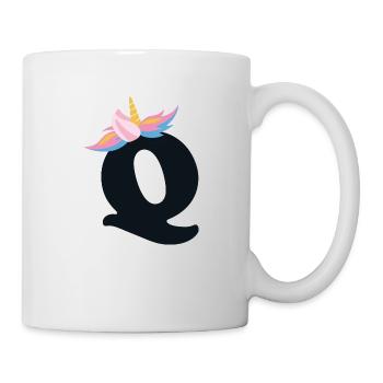 Einhorn-Buchstabe Regenbogenstyle "Q" | be unique - Tasse - Weiß - Rechts