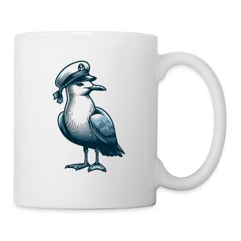 MÖWE KAPITÄN MÜTZE MEER WELLEN MARITIM BLAU ANKER - Tasse - Weiß - Rechts