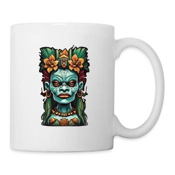Tiki / Hawaii / Tropisch /Insel / Kultur / Logo - Tasse - Weiß - Rechts