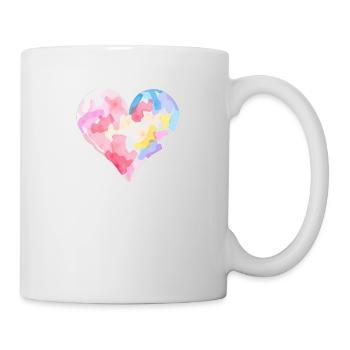 Aquarell-Herz in bunten Farben – Künstlerisches T- - Tasse - Weiß - Rechts
