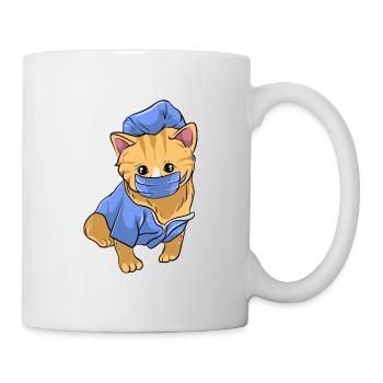 Cute nurse cat with face mask. - Mug - white - Right
