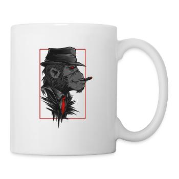 Affe Mit Hut Und Kravatte - Tasse - Weiß - Rechts