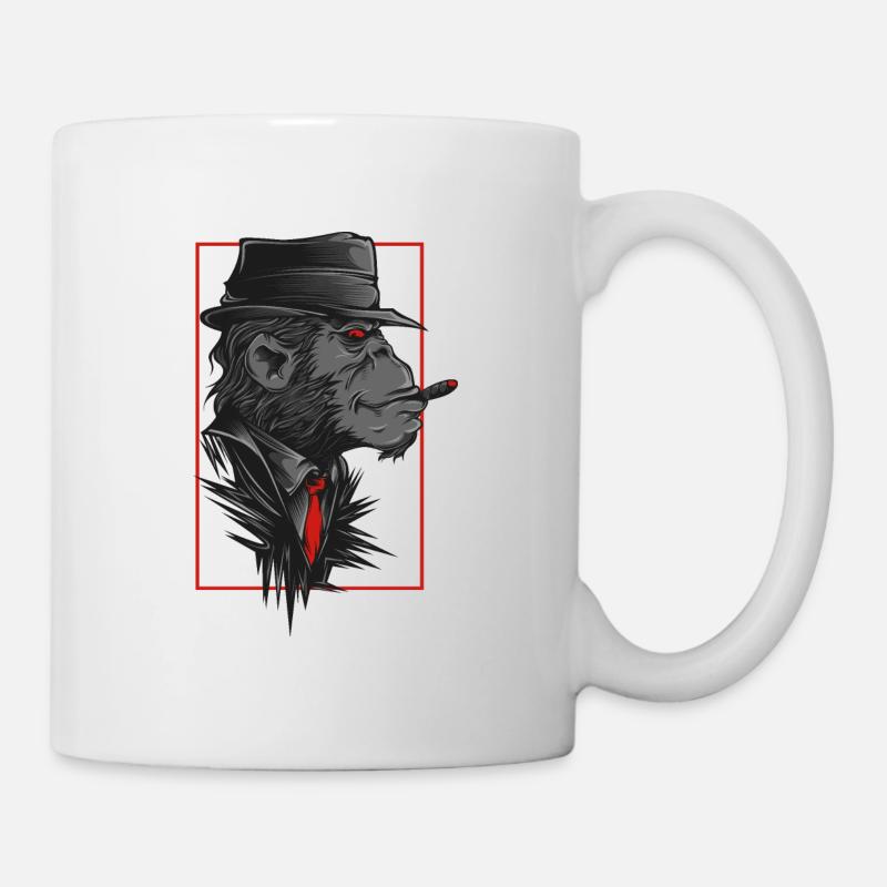 Affe Mit Hut Und Kravatte - Tasse - Weiß