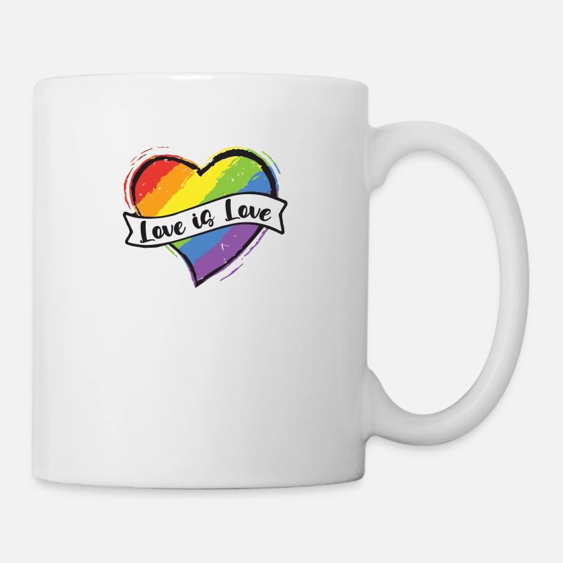 Lgbtq Pride Heart +- LOVE IS LOVE - Mug - white