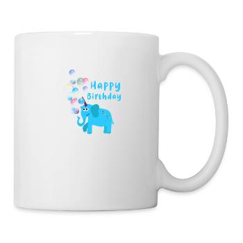anniversaire hayppy, éléphant, bulles de savon - Mug blanc - blanc - Droite