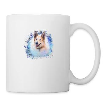 Chinook, dog, graffiti,blue,painting, - Mug - white - Right