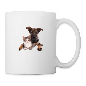 Süßes Hundebaby und Katzenbaby - Tasse - Weiß - Rechts