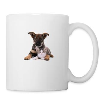 Süßes Hundebaby und Katzenbaby - Tasse - Weiß - Rechts