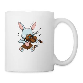 Rabbit plays violin - Mug - white - Right