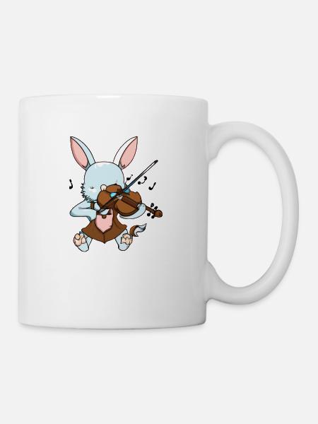Hase spielt Geige - Tasse - Weiß
