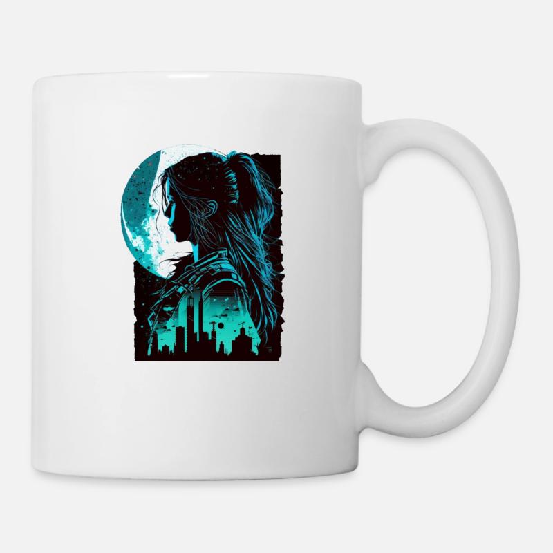 Women's shadows in the moonlight - Mug - white