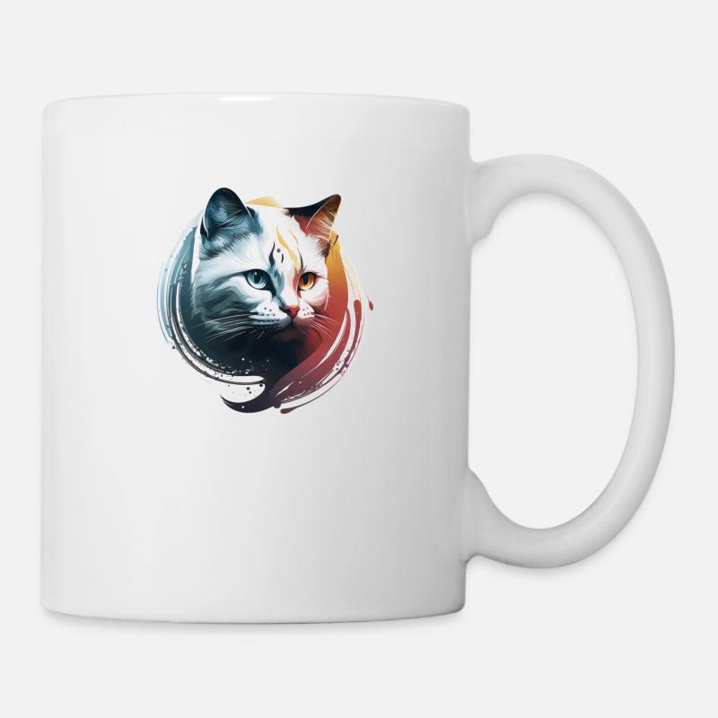 Weiße Katze Kontrast kalte Hitze - Tasse - Weiß