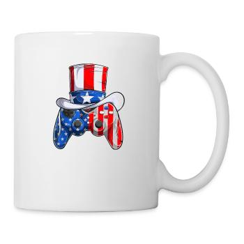 Jeu vidéo 4 juillet contrôleur drapeau américain - Mug blanc - blanc - Droite