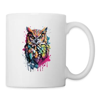 Owl Cool Colorful Feathers in This Design Bird - Mug - white - Right