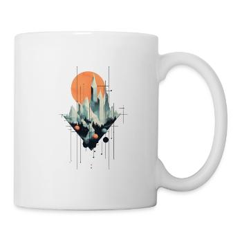 Geometrische Kristall Stadt - Surreales Artwork - Tasse - Weiß - Rechts