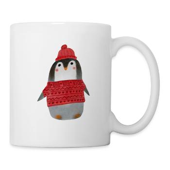 Cute Penguin Watercolor Winter Christmas - Mug - white - Right