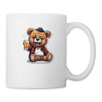 Ours en peluche décontracté avec de la bière - Mug blanc - blanc - Droite