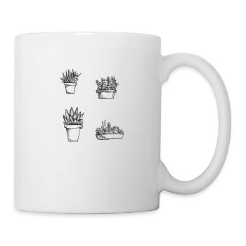 Illustration de petites plantes succulentes dessinées à la main - Mug blanc - blanc - Droite