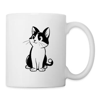 Katze Katzendame Katzenfreund Katzengesicht - Tasse - Weiß - Rechts