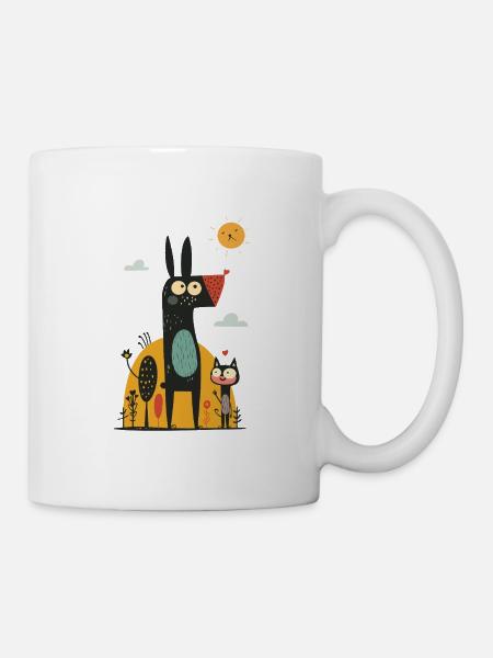 Chien et chat - Mug blanc - blanc