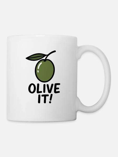 Olivenillustration mit Slogan - Tasse - Weiß