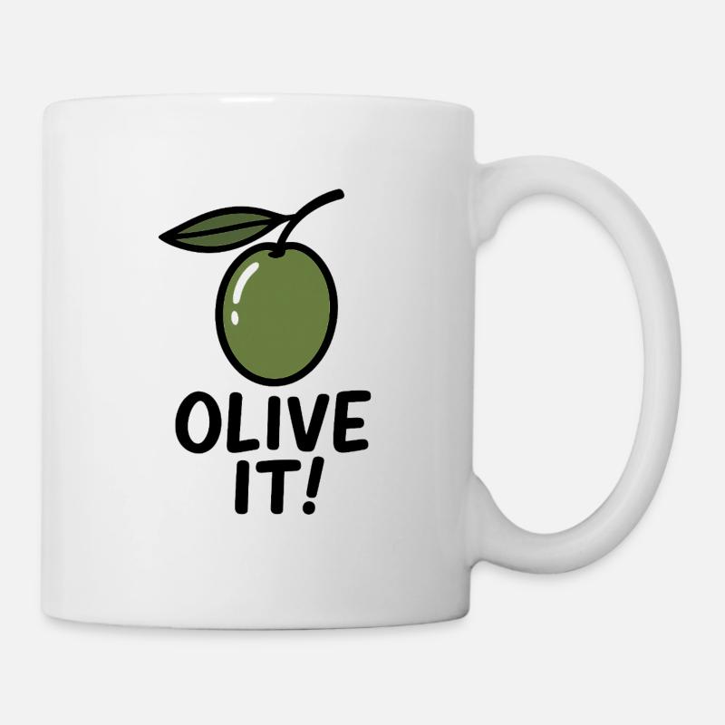 Olivenillustration mit Slogan - Tasse - Weiß