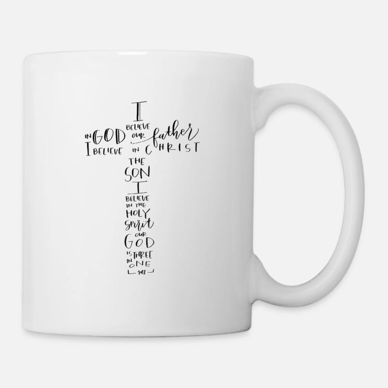 Glaubenskreuz Handschrift Text - Tasse - Weiß