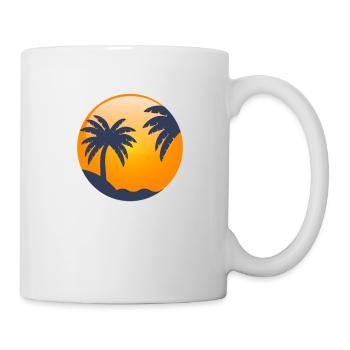 Sonne hinter Palmen - Tasse - Weiß - Rechts