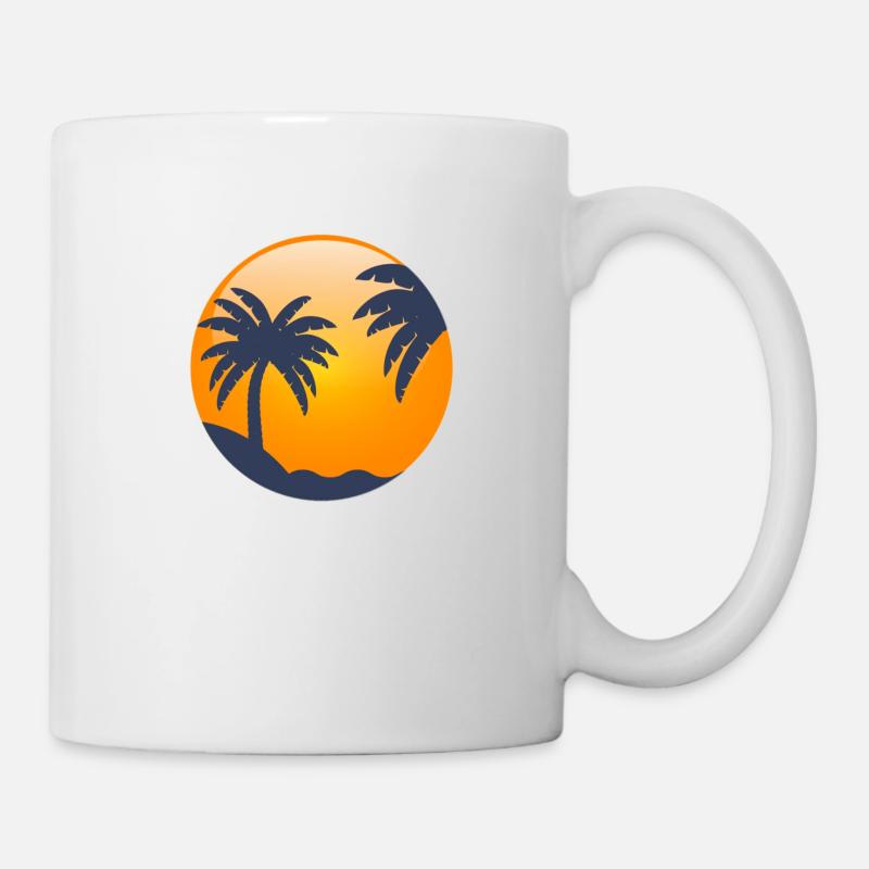 Soleil derrière les palmiers - Mug blanc - blanc