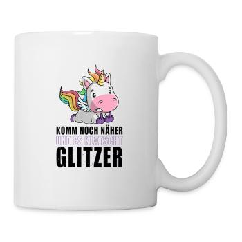 Noch näher es klatscht Glitzer Einhorn Geschenk - Tasse - Weiß - Rechts