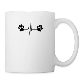 Pfoten Herzschlag Puls - Tasse - Weiß - Rechts