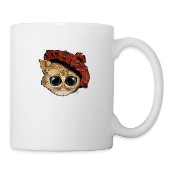 Tête de chat avec chapeau écossais - Mug blanc - blanc - Droite