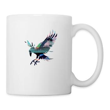 rabe,crow,bird,graffiti,red,collage,colorful,painting - Mug - white - Right