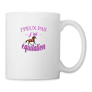 j peux pas j ai équitation tee shirt cheval fille - Mug blanc - blanc - Droite
